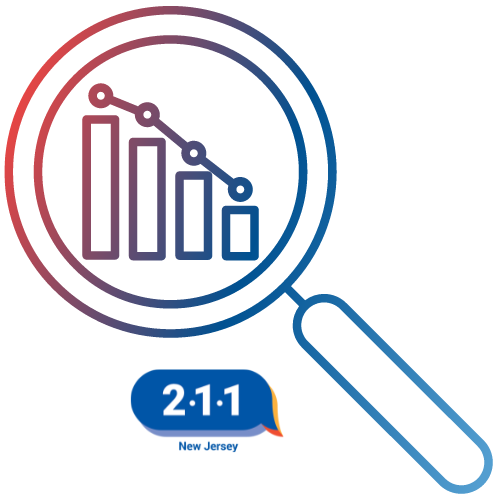 magnifying glass and nj 211 logo